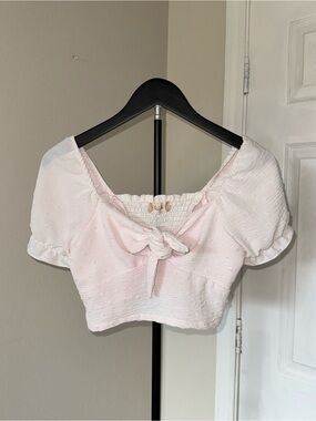 Altar'd State Light Pink Tie-Front Crop Top